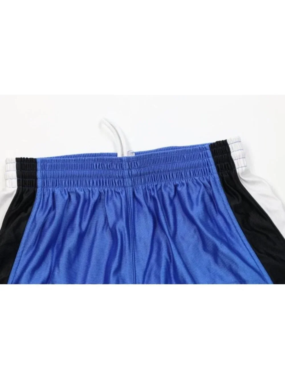 Vintage 90s Mens Large Color Block Silky Dazzle Gym Basketball Shorts Blue USA